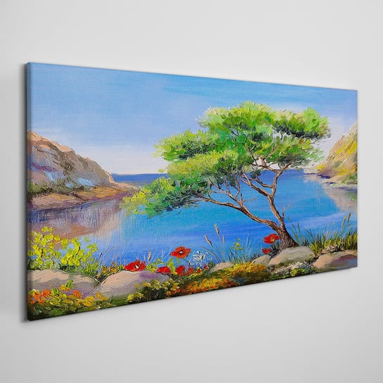 Obraz Na Płótnie Kwiaty drzewo morze natura 100x50 Coloray