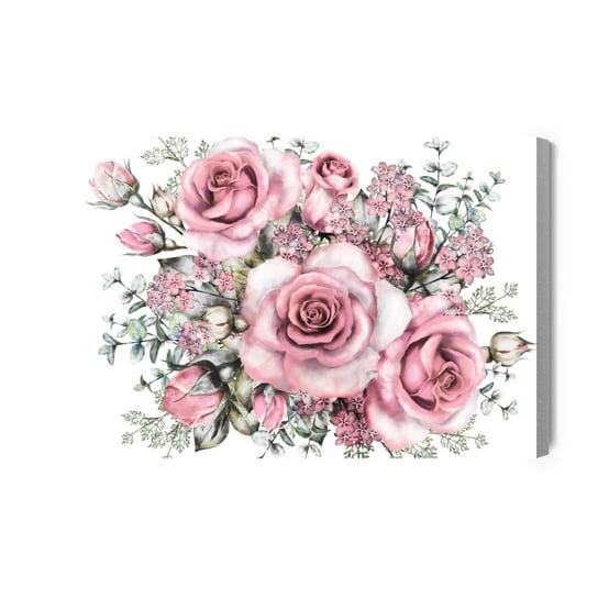 Obraz Na Płótnie Kwiaty I Pąki Róż Malowane Akwarelą 90x60 Inna marka
