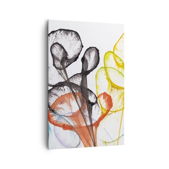 Obraz na płótnie - Kwiaty z duszą - 80x120cm - Kwiaty Abstrakcja Grafika - Nowoczesny obraz na ścianę do salonu do sypialni ARTTOR ARTTOR