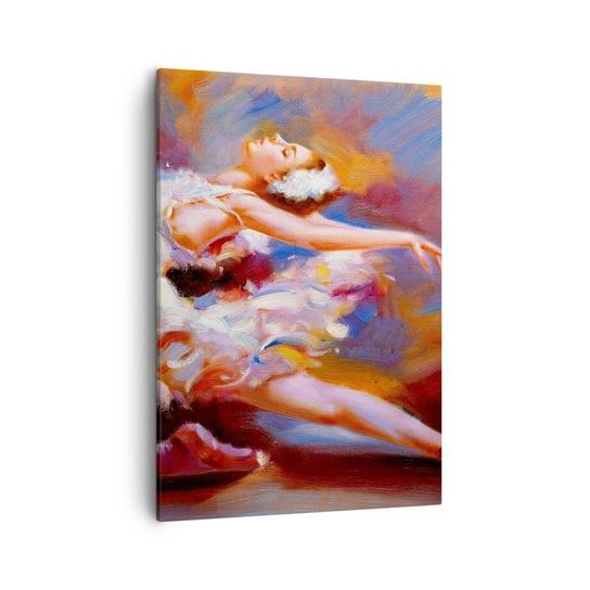 Obraz na płótnie - Łabędzia gracja - 50x70cm - Balet Baletnica Tancerka - Nowoczesny Canvas obraz do salonu do sypialni ARTTOR ARTTOR