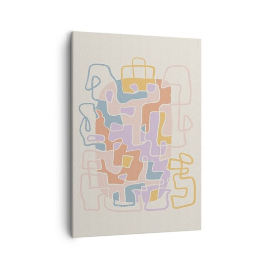 Obraz na płótnie - Labirynt – radosna przygoda - 50x70cm - Minimalizm Pastelowy Linie - Nowoczesny Canvas obraz do salonu do sypialni ARTTOR ARTTOR