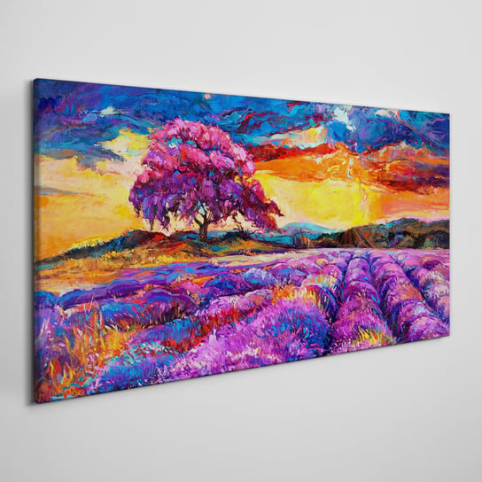 Obraz Na Płótnie Łąka drzewo zachód słońca 100x50 Coloray