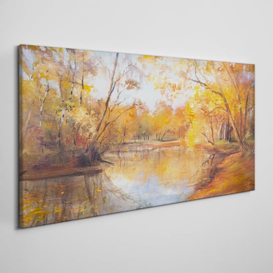 Obraz Na Płótnie Las rzeka przyroda jesień 100x50 Coloray
