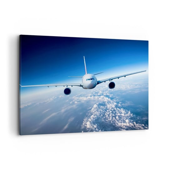 Obraz na płótnie - Lecę bo chę - 100x70cm - Samolot Pasażerski Lotnictwo Podróż - Nowoczesny foto obraz w ramie do salonu do sypialni ARTTOR ARTTOR