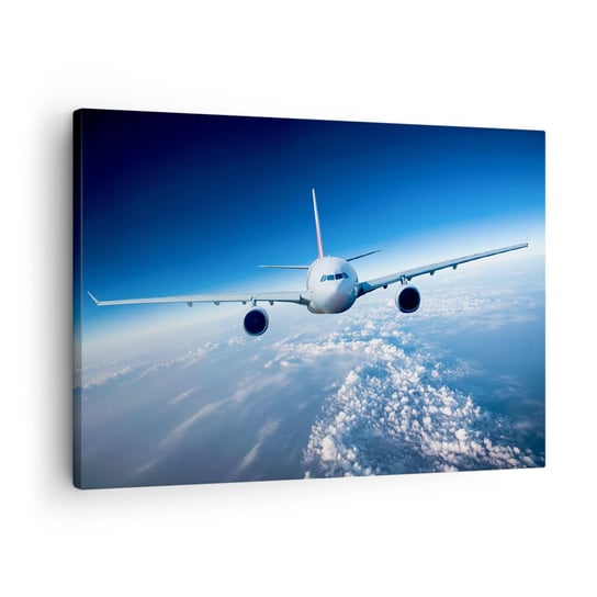 Obraz na płótnie - Lecę bo chę - 70x50cm - Samolot Pasażerski Lotnictwo Podróż - Nowoczesny Canvas obraz do salonu do sypialni ARTTOR ARTTOR