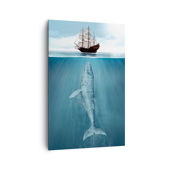 Obraz na płótnie - Lepiej nie wiedzieć - 80x120cm - Wieloryb Żaglowiec Ocean - Nowoczesny obraz na ścianę do salonu do sypialni ARTTOR ARTTOR