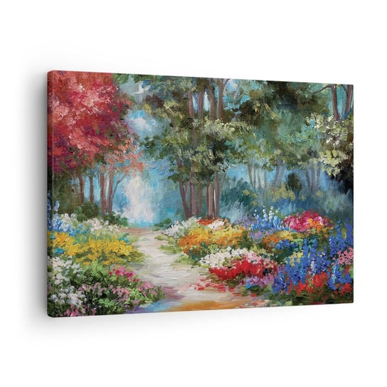 Obraz na płótnie - Leśny ogród, kwietny las - 70x50cm - Krajobraz Park Kwiaty - Nowoczesny Canvas obraz do salonu do sypialni ARTTOR ARTTOR