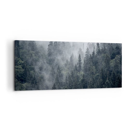 Obraz na płótnie - Leśny świt - 100x40cm - Krajobraz Las Natura - Nowoczesny foto obraz w ramie do salonu do sypialni ARTTOR ARTTOR
