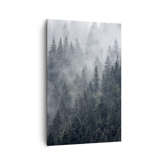 Obraz na płótnie - Leśny świt - 80x120cm - Krajobraz Las Natura - Nowoczesny obraz na ścianę do salonu do sypialni ARTTOR ARTTOR