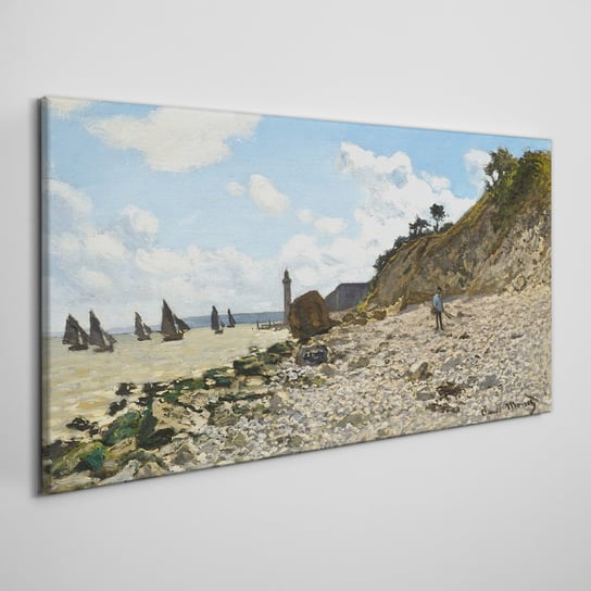 Obraz Na Płótnie Łodzie przy plaży Monet 100x50 cm Coloray
