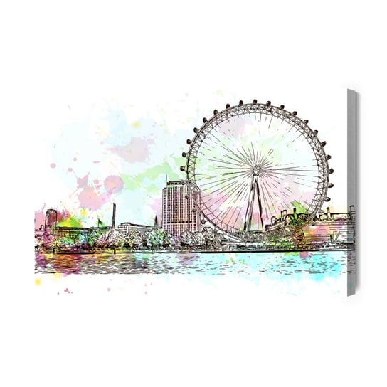 Obraz Na Płótnie London Eye Malowany Akwarelą 90x60 Inna marka