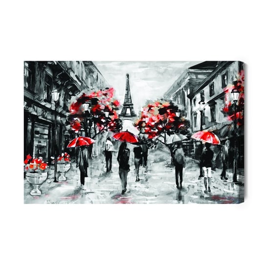 Obraz Na Płótnie Ludzie Z Czerwonymi Parasolami W Paryżu 40x30 NC Inna marka