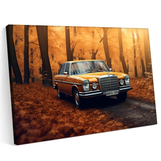 Obraz na płótnie m 100x70 Merc MB W123 Natura Las Klasyk Neon Printonia