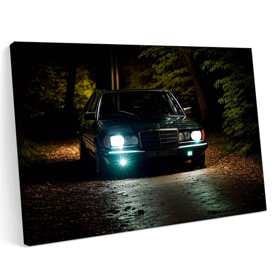 Obraz na płótnie m 100x70 Merc MB W123 Natura Las Klasyk Neon Printonia