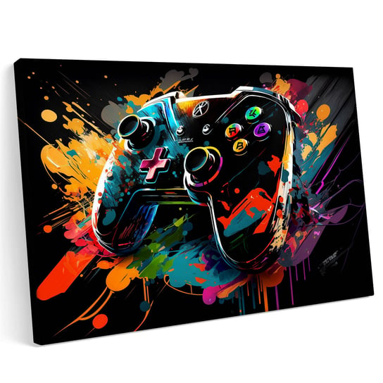 Obraz na płótnie m 100x70 PlayStation 3 4 5 Xbox Pad Abstrakcja Colorful Art Surrealizm Printonia