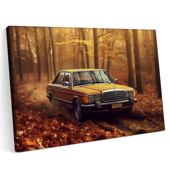 Obraz na płótnie m 120x80 Merc MB W123 Natura Las Klasyk Neon Printonia