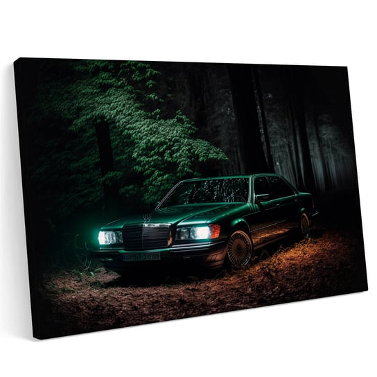 Obraz na płótnie m 120x80 Merc W124 Klasyk Neon Abstrakcja Las Noc Printonia