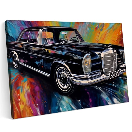 Obraz na płótnie m 70x50 Merc W111 Klasyk Oldtimer Neon Abstrakcja Printonia