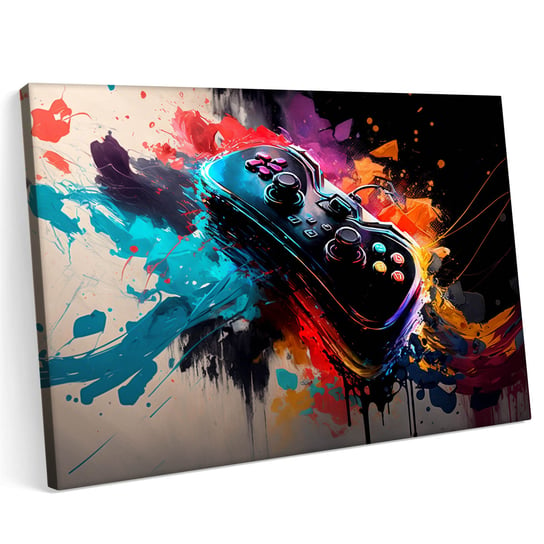 Obraz na płótnie m 70x50 PlayStation 3 4 5 Xbox Pad Abstrakcja Colorful Art Surrealizm Printonia