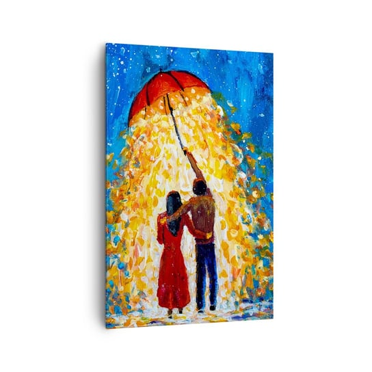 Obraz na płótnie - Magia deszczowego wieczoru? - 80x120cm - Romantyczny Para Miłość - Nowoczesny obraz na ścianę do salonu do sypialni ARTTOR ARTTOR