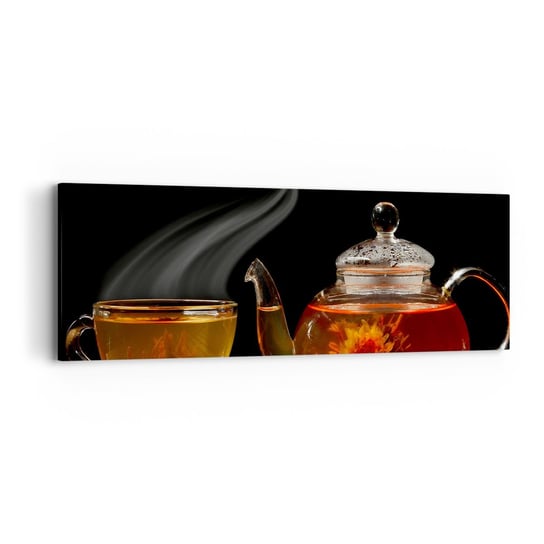 Obraz na płótnie - Magia i sztuka parzenia herbaty - 90x30cm - Herbata Dzbanek Do Herbaty Filiżanka Do Herbaty - Nowoczesny Canvas obraz do salonu do sypialni ARTTOR ARTTOR