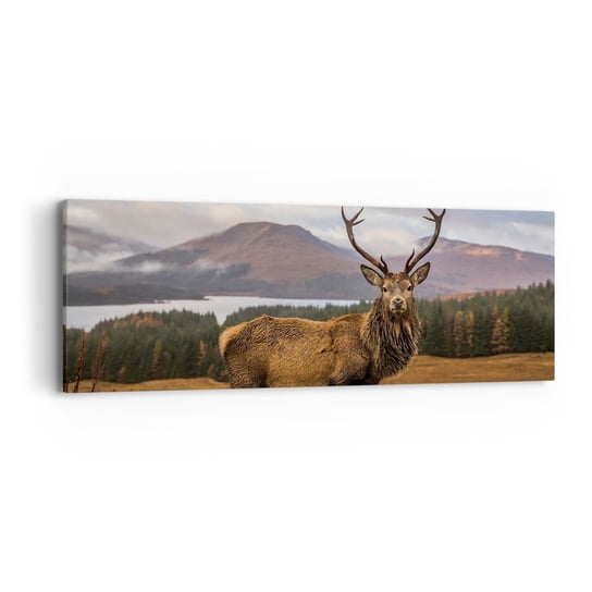 Obraz na płótnie - Majestat natury - 90x30cm - Zwierzęta Jeleń Krajobraz - Nowoczesny Canvas obraz do salonu do sypialni ARTTOR ARTTOR