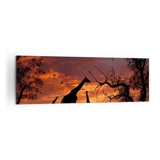 Obraz na płótnie - Mała kolacja w gronie najbliższych - 160x50cm - Zwierzęta Żyrafa Afryka - Nowoczesny foto obraz w ramie do salonu do sypialni ARTTOR ARTTOR