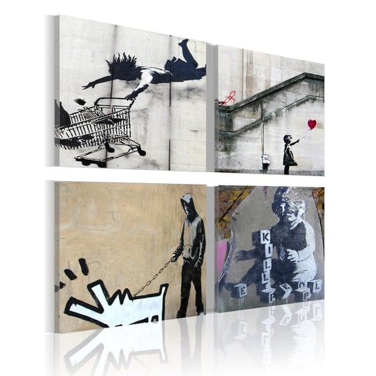 Obraz na płótnie malarskim: Banksy - 4 obrazy, 40x40 cm zakup.se