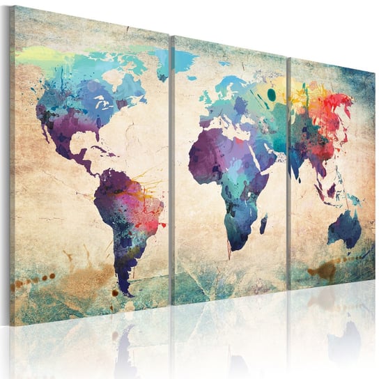 Obraz na płótnie malarskim: Barwna mapa świata, 30x60 cm zakup.se