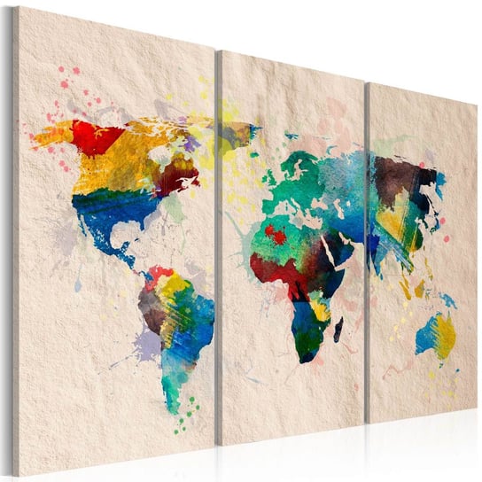 Obraz na płótnie malarskim: Barwna mapa świata, 60x40 cm zakup.se