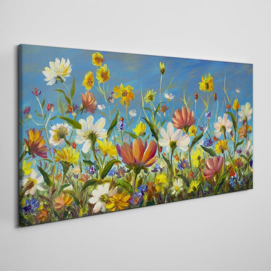 Obraz Na Płótnie Malarstwo kwiaty łąka 100x50 cm Coloray