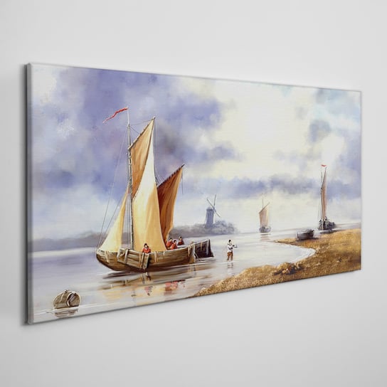 Obraz Na Płótnie Malarstwo statek rybak 100x50 cm Coloray