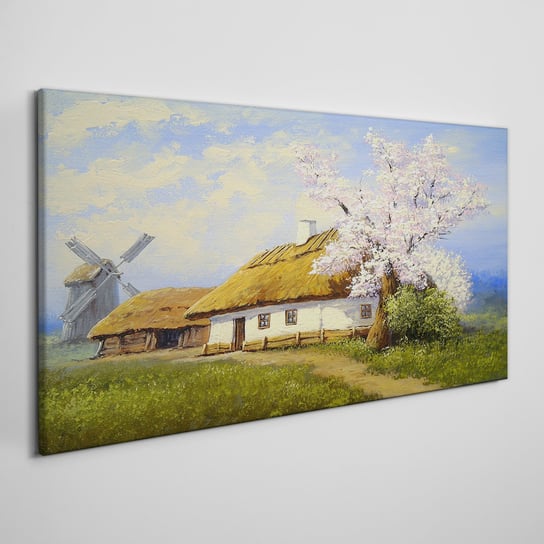 Obraz Na Płótnie Malarstwo wieś chata 100x50 cm Coloray