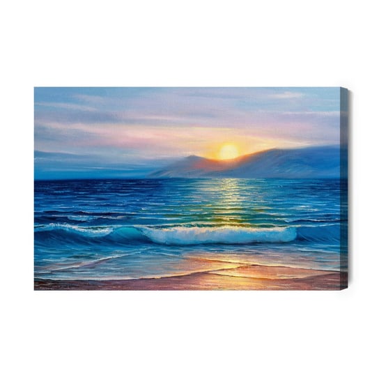 Obraz Na Płótnie Malowany Zachód Słońca Nad Morzem 90x60 NC Inna marka