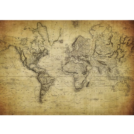Obraz na płótnie Mapa, beżowo-brązowy, 1 element Art-Canvas