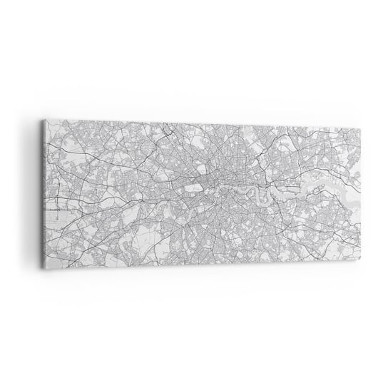 Obraz na płótnie - Mapa londyńskiego labiryntu - 100x40cm - Miasto Mapa Miasta Londyn - Nowoczesny foto obraz w ramie do salonu do sypialni ARTTOR ARTTOR