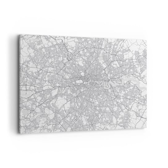 Obraz na płótnie - Mapa londyńskiego labiryntu - 120x80cm - Miasto Mapa Miasta Londyn - Nowoczesny obraz na ścianę do salonu do sypialni ARTTOR ARTTOR
