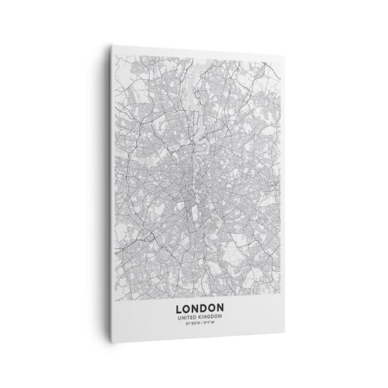 Obraz na płótnie - Mapa londyńskiego labiryntu - 80x120cm - Miasto Mapa Miasta Londyn - Nowoczesny obraz na ścianę do salonu do sypialni ARTTOR ARTTOR
