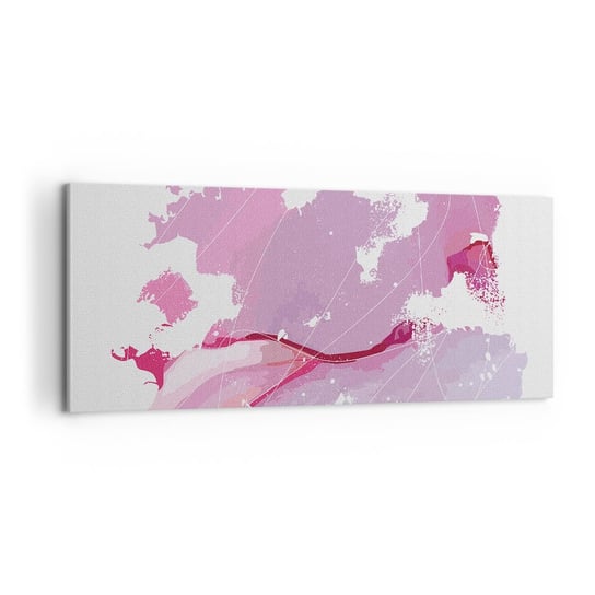 Obraz na płótnie - Mapa różowego świata - 100x40cm - Minimalizm Pastelowa Mapa - Nowoczesny foto obraz w ramie do salonu do sypialni ARTTOR ARTTOR