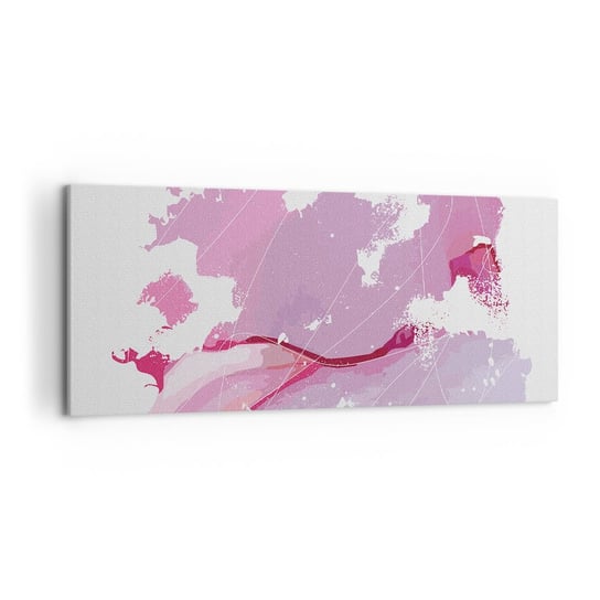Obraz na płótnie - Mapa różowego świata - 120x50cm - Minimalizm Pastelowa Mapa - Nowoczesny obraz na ścianę do salonu do sypialni ARTTOR ARTTOR