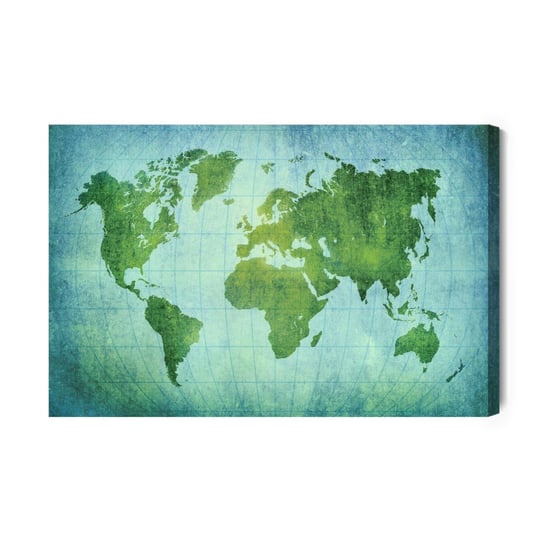 Obraz Na Płótnie Mapa Świata W Zielono-Niebieskich Barwach 70x50 Inna marka