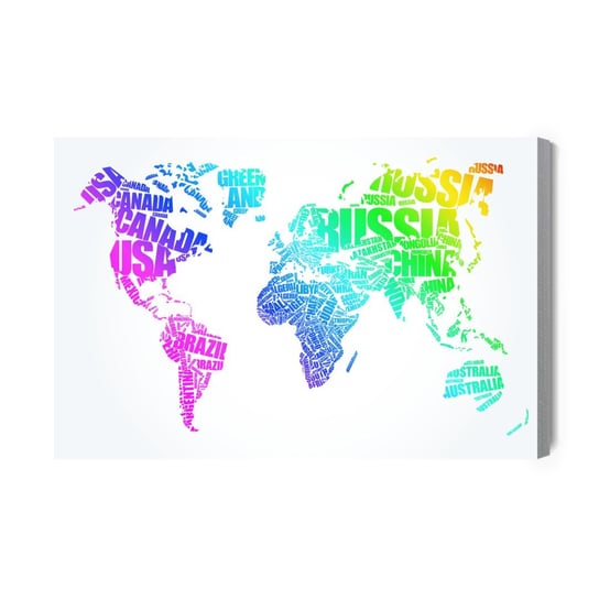 Obraz Na Płótnie Mapa Świata Z Kolorowych Napisów 30x20 NC Inna marka