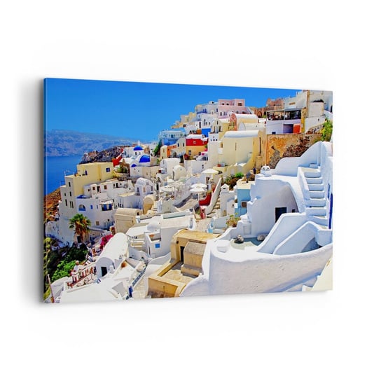 Obraz na płótnie - Marzenie o greckim lecie - 120x80 cm - Obraz nowoczesny - Architektura, Krajobraz, Santorini, Grecja, Morze - AA120x80-2651 ARTTOR