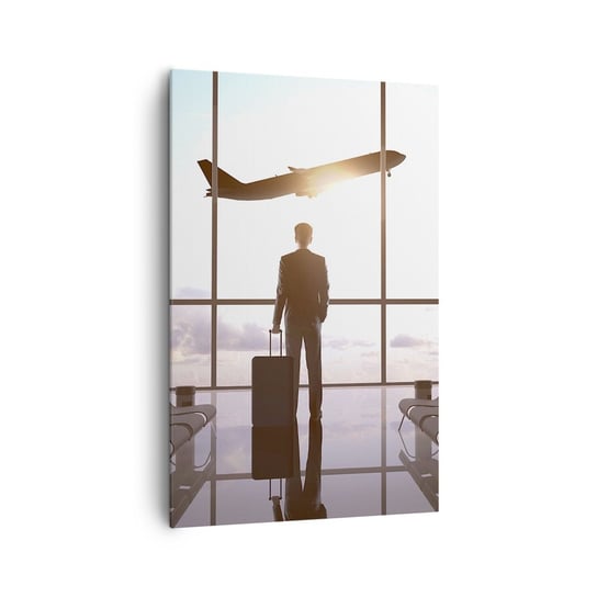 Obraz na płótnie - Masz czas, zwolnij - 80x120cm - Lotnisko Samolot Pasażerski Podróże - Nowoczesny obraz na ścianę do salonu do sypialni ARTTOR ARTTOR