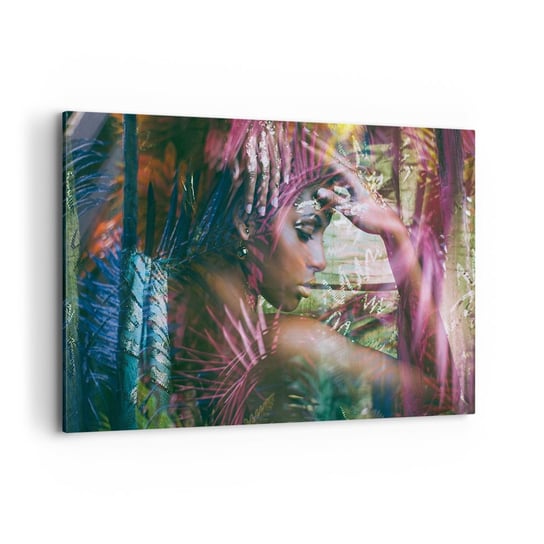 Obraz na płótnie - Matka Natura w dżungli - 120x80cm - Kobieta Afryka Afryka - Nowoczesny obraz na ścianę do salonu do sypialni ARTTOR ARTTOR