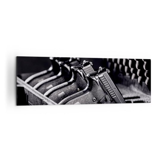 Obraz na płótnie - Męski sport - 160x50cm - Militaria Broń Pistolet - Nowoczesny foto obraz w ramie do salonu do sypialni ARTTOR ARTTOR