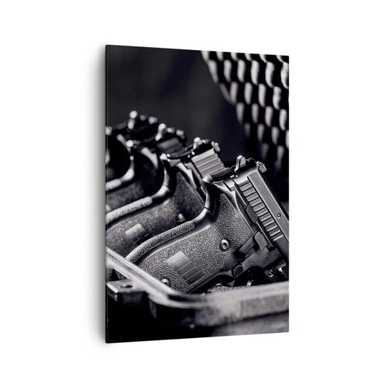 Obraz na płótnie - Męski sport - 70x100cm - Militaria Broń Pistolet - Nowoczesny foto obraz w ramie do salonu do sypialni ARTTOR ARTTOR