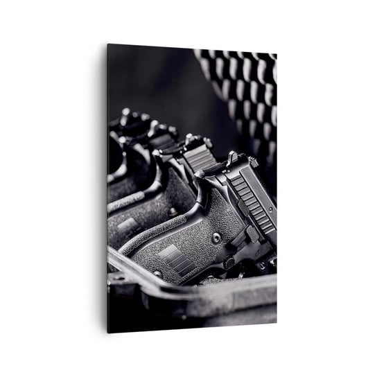 Obraz na płótnie - Męski sport - 80x120cm - Militaria Broń Pistolet - Nowoczesny obraz na ścianę do salonu do sypialni ARTTOR ARTTOR