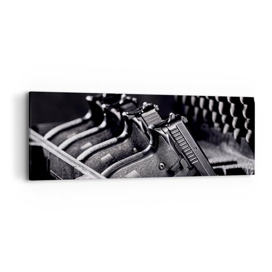 Obraz na płótnie - Męski sport - 90x30cm - Militaria Broń Pistolet - Nowoczesny Canvas obraz do salonu do sypialni ARTTOR ARTTOR