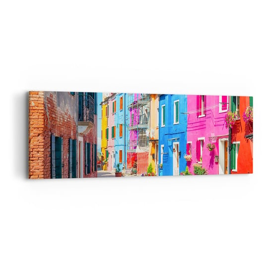 Obraz na płótnie - Miasteczko "Pod papugami" - 90x30cm - Miasto Włochy Architektura - Nowoczesny Canvas obraz do salonu do sypialni ARTTOR ARTTOR